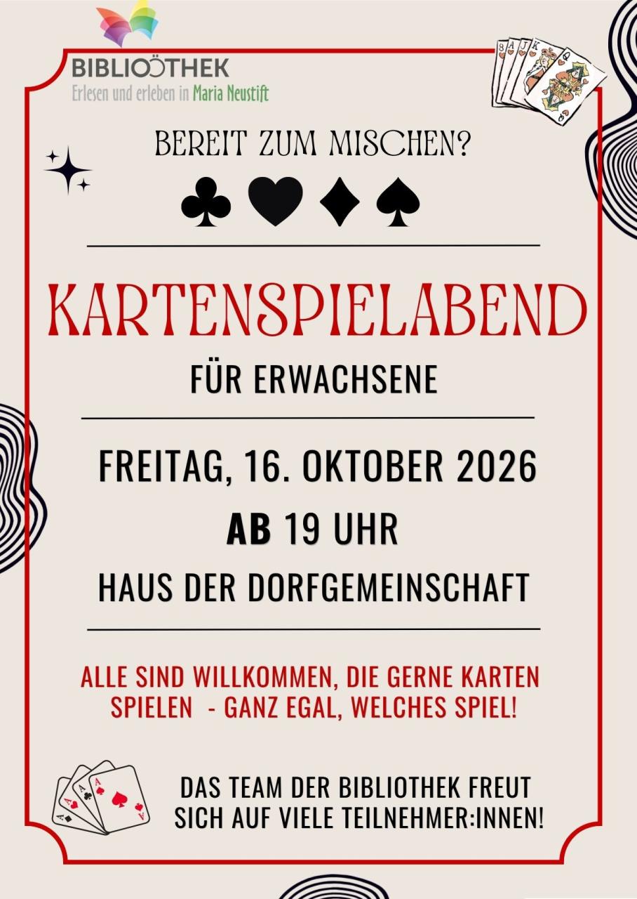 Einladung zum Kartenspielabend für Erwachsene